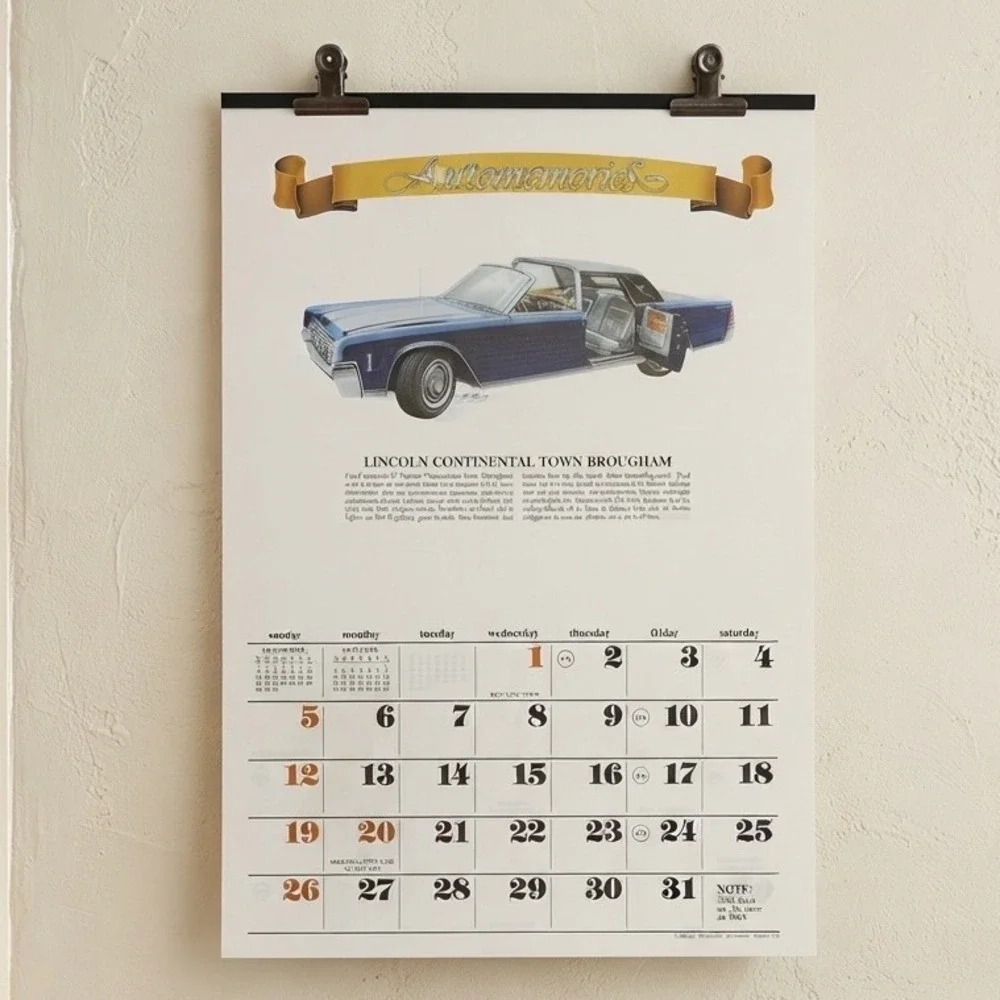 Automemories 1964 Classic Car Calendar Lincoln Mustang Thunderbird Barracuda